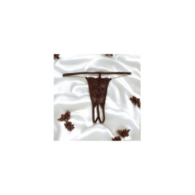 String en dentelle marron ouvert avec chaînes dorées 